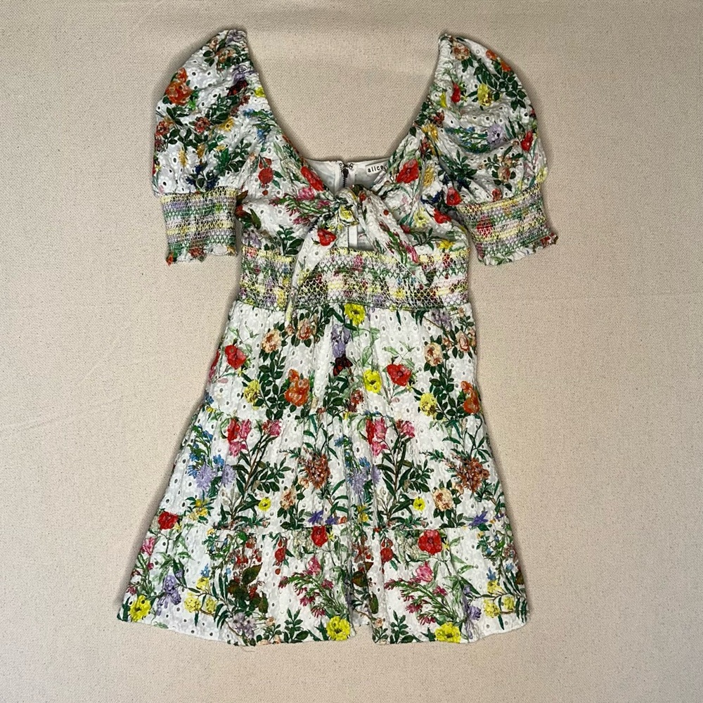 Alice + Olivia Kristie Multicolor Floral Coquette Mini Dress Size 0